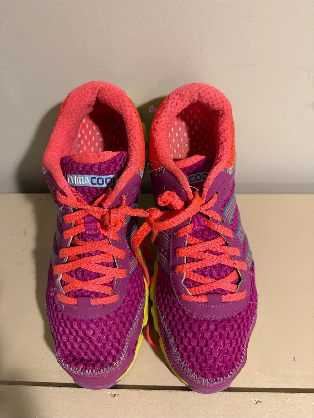 adidas Women’s Athletic Sneakers - Purple with Pink and Neon Yellow